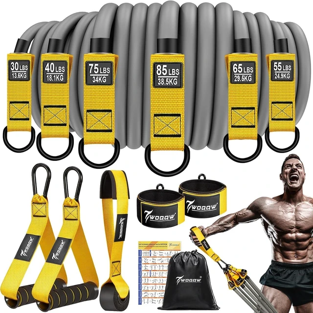 Main image of WOQQW Heavy Resistance Bands for Working Out, 350lbs/450lbs Exercise Bands with Handles, Workout Bands Set for Men, Fitness Weight Bands for Muscle Strength Training,Stretching,Slim,Home Gym Equipment