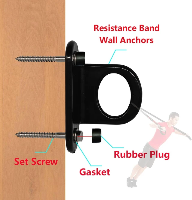 Alt view image 4 of 6 - Resistance Band Wall Anchor (3PCS), Wall Mount Hooks for Home Workouts, Yoga, Gym, Stretch Straps & Suspension Trainers