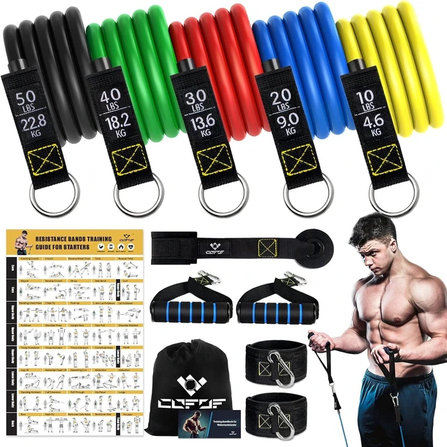 Main image of Resistance Bands with Handles for Women, 5 Level Exercise Bands