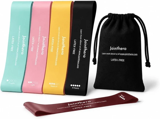 Main image of Latex Free Mini Loop Resistance Bands - Set of 5 + Carrying Bag