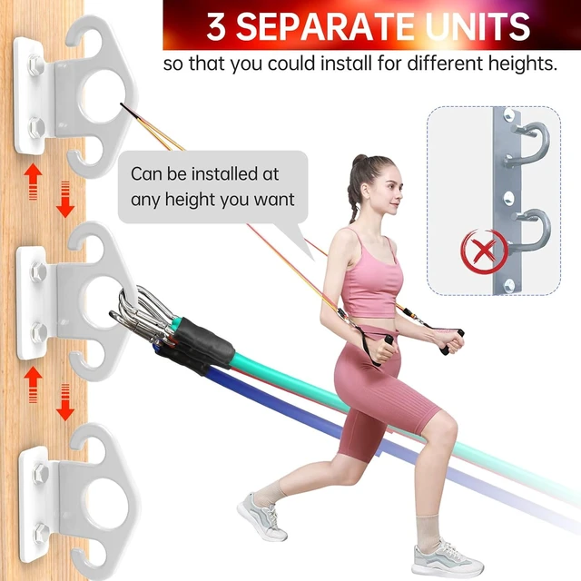 Alt view image 5 of 7 - Resistance Band Wall Anchor SetNo Weld Wall Mount for Exercise Bands & Suspension Straps Resistance Band Wall Mount System Compact Strength Training Kit for Home Gym Workouts & Physical Therapy