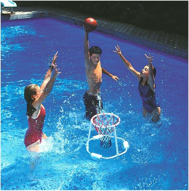 Alt view image 2 of 6 - SWIMLINE Pool Basketball Hoop Floating Or Poolside Game With Real Feel Net & Float Foam For Kids & Adults Swimming Splash Super Hoops With Water Basketball Pools Toy Outdoor Summer 9162