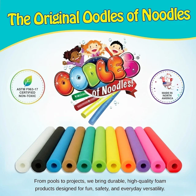 Alt view image 7 of 7 - Oodles of Noodles Foam Pool Swim Noodles 2 Pack, Hollow Core Swimming Foam Tube for Pool Floats, Buoyant for Beach, Water Play, Crafts, DIY Projects & Pipe Insulation