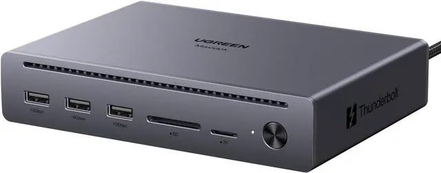 Main image of UGREEN 10 in 1 Revodok Maxidok Thunderbolt 5 Docking Station, 120Gbps with 3×TBT5 (Single 8K/ Dual 6K@60Hz), 140W Total Power, DP2.1, Gigabit Ethernet, SD/TF 3.0 Dock for MacBooks and Windows Laptops