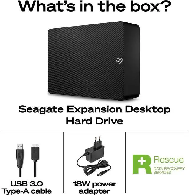 Alt view image 2 of 7 - Seagate Expansion 8TB External Hard Drive HDD - USB 3.0, with Rescue Data Recovery Services (STKR8000400)