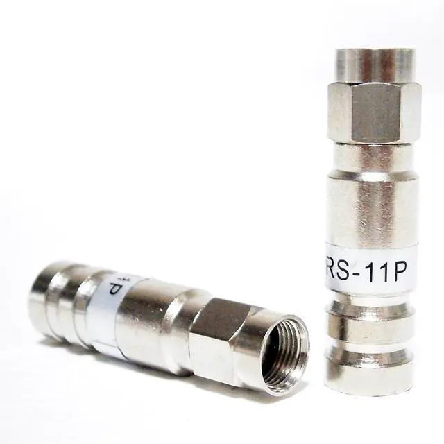 Main image of 50 Pieces PCT-TRS-11P Universal RG11 Plenum Compression Connector Nickel Plated Brass Construction