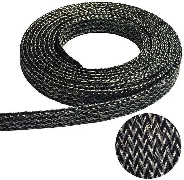 Main image of 1.25" Tinned Copper Metal PET Expandable Braided Sleeving Flexible Cable Mesh - 25 Feet