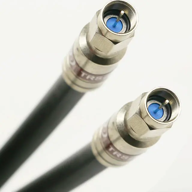 Alt view image 2 of 3 - 40ft BLACK TRI-SHIELD DIRECT BURIAL UNDERGROUND RG-11 COAXIAL CABLE 14AWG 75 Ohm GEL BRAIDED WEATHER SEAL BRASS CONNECTORS BARREL AND 10 NAIL CLIPS INCLUDED ASSEMBLED IN USA by INTL