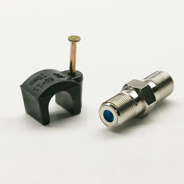Alt view image 3 of 3 - 40ft BLACK TRI-SHIELD DIRECT BURIAL UNDERGROUND RG-11 COAXIAL CABLE 14AWG 75 Ohm GEL BRAIDED WEATHER SEAL BRASS CONNECTORS BARREL AND 10 NAIL CLIPS INCLUDED ASSEMBLED IN USA by INTL
