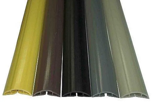 Main image of Large Plastic Flexible Floor Cord Cover Cable Protector and Wire Concealer - Includes Double Sided Tape - 25 Feet - Safety Yellow