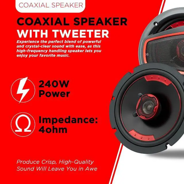 Alt view image 3 of 6 - XK2-116S 6.5-Inch 240 Watt 2-Way Coaxial Slim Mount Speaker System for Premium Car Audio