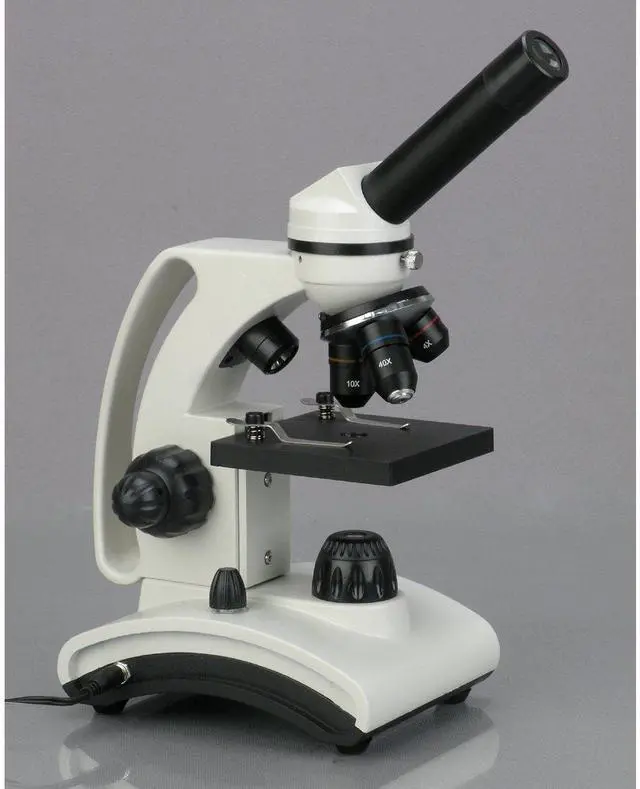 Alt view image 2 of 6 - M160C-2L-PB10 Cordless Compound Monocular Microscope, WF10x and WF25x Eyepieces, 40x-1000x Magnification, Upper and Lower LED Illumination with Rheostat, Brightfield, Single-Lens Condenser, Coaxial Co