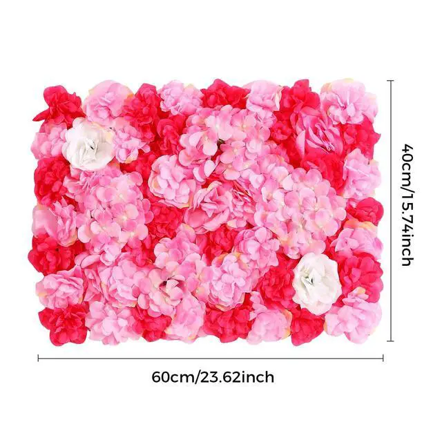 Alt view image 2 of 6 - 12PCS Crimson Rose Hydrangea Artificial 3D Rose Flower Wall Panels, Silk Flower Wall Decor for Wedding Venue, Home Party, Photo Background
