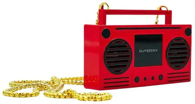 Main image of MicroBoom Wearable Necklace Bluetooth Speaker Boombox | Bluetooth Portable Speaker | Includes 24 Chain & Rechargeable LI-ION Battery | Add Music to The Latest Fashion Trend, Candy Red