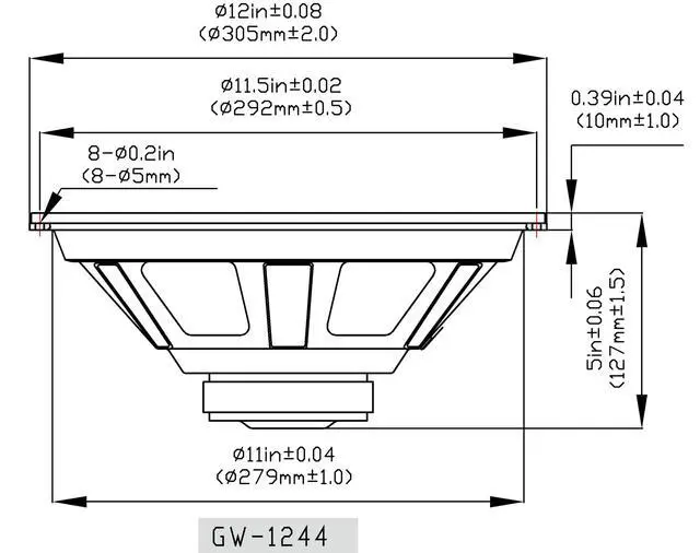 Alt view image 2 of 4 - Goldwood GW-1244 Rubber Surround 12" Woofer 290 Watt 4ohm Replacement Subwoofer Speaker