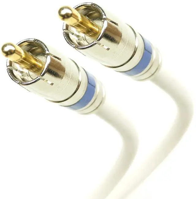 Main image of INTL - 2-Male to 2-Male RCA Dual Audio Cable, Bare Copper 18 AWG Solid Core Conductor, Gold Plated Pin, Brass Fittings, Bi-Shield 60% Braid 100% Foil, Assembled in USA (37 feet, White)