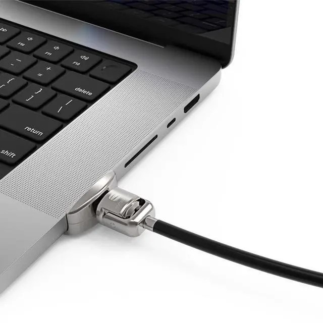Alt view image 2 of 6 - Ledge Lock Adapter for MacBook Pro 14" M1, M2, M3, M4 - Secure Keyed Cable Lock - Laptop Security Accessory, Anti-Theft Device, Compatible with MacBook Pro - Silver Finish