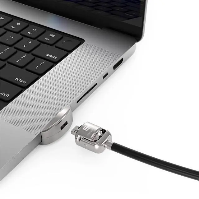 Alt view image 3 of 6 - Ledge Lock Adapter for MacBook Pro 14" M1, M2, M3, M4 - Secure Keyed Cable Lock - Laptop Security Accessory, Anti-Theft Device, Compatible with MacBook Pro - Silver Finish