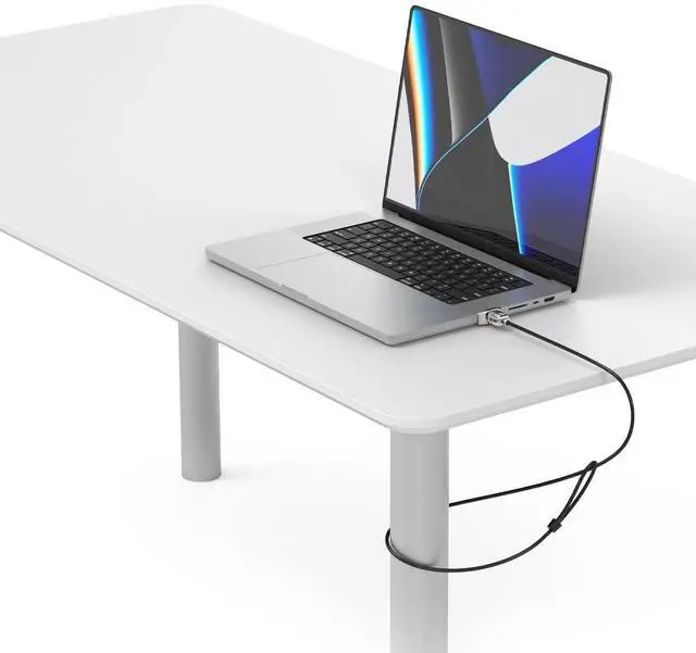 Alt view image 6 of 6 - Ledge Lock Adapter for MacBook Pro 14" M1, M2, M3, M4 - Secure Keyed Cable Lock - Laptop Security Accessory, Anti-Theft Device, Compatible with MacBook Pro - Silver Finish