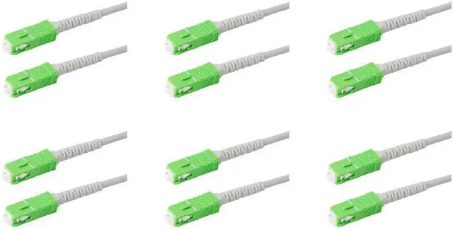 Main image of 6-Pack 0.2 Meter SC/APC to SC/APC 3.0mm White Simplex Riser OFNR Fiber Patch Cable, Corning SMF-28 Singlemode 9/125um Ultra Fiber, OS1/OS2 Compatible