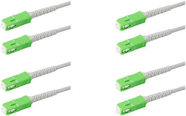 Main image of 4-Pack 7 Meter SC/APC to SC/APC 3.0mm White Simplex Riser OFNR Fiber Patch Cable, Corning SMF-28 Singlemode 9/125um Ultra Fiber, OS1/OS2 Compatible