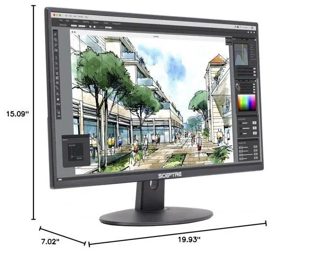 Alt view image 5 of 5 - 22 Inch LED Monitor 1080p 75Hz 99% sRGB Build-in Speakers HDMI x2 VGA, Machine Black