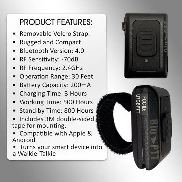 Alt view image 2 of 6 - Klein Electronics Bluetooth PTT Mic with PTT Button, Turn Your Android or Other Phones Into a Walkie-Talkie,Simply Pair, Press, & Talk - Compatible w/Various PTT Apps Zello, ESChat, TASSTA, & More
