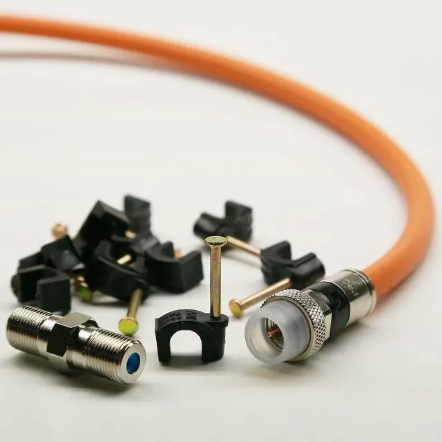 Main image of 150ft DIRECT BURIAL UNDERGROUND RG6 COAXIAL CABLE 18AWG GEL COATED BRAID WEATHER BOOT FITTINGS BARREL AND 10 NAIL CLIPS INCLUDED UL ETL CUSTOM CUT TO ORDER AND ASSEMBLED IN USA by INTL