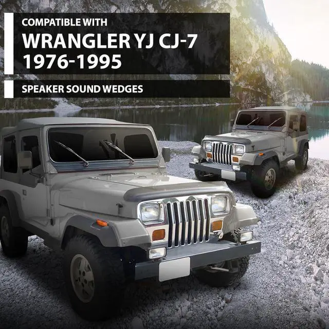 Alt view image 2 of 6 - Speaker Sound Wedges Compatible with Jeep Wrangler YJ CJ 1976-1995 Black 2 Pcs