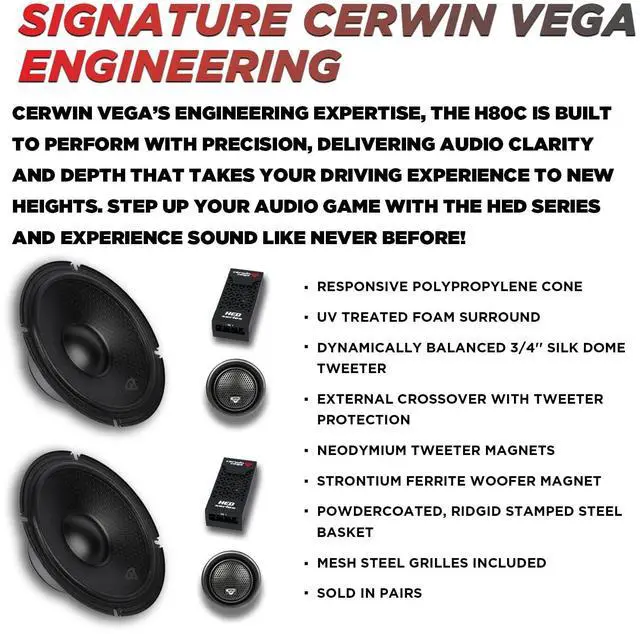 Alt view image 3 of 6 - H80C HED 8" 2-Way 450W Component Full Range Speaker Set(Pair)