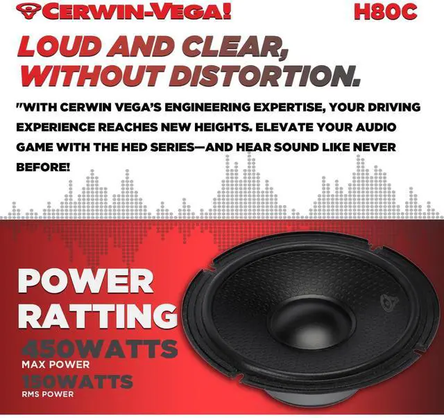Alt view image 5 of 6 - H80C HED 8" 2-Way 450W Component Full Range Speaker Set(Pair)