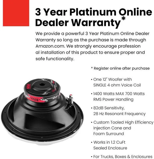 Alt view image 2 of 6 - BOSS Audio Chaos CX122 12" 2800 Watt Car Power Subwoofer Sub Woofer Pair