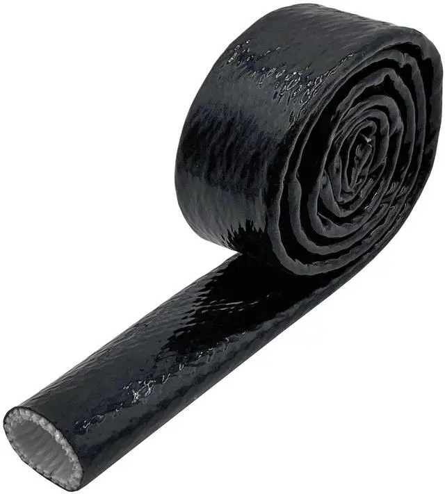 Main image of 2" Thermo Armor Silicone Coated Fiberglass Fire Sleeve - 25 Feet - Black