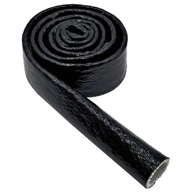 Alt view image 2 of 3 - 2" Thermo Armor Silicone Coated Fiberglass Fire Sleeve - 25 Feet - Black