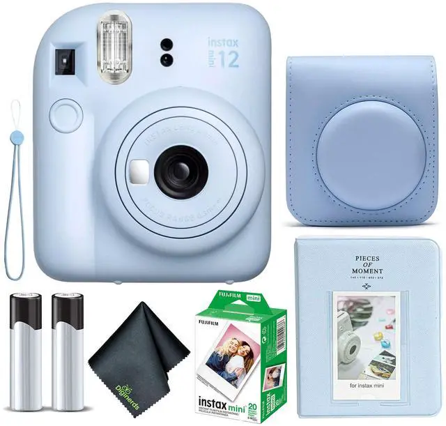 Main image of Instax Mini 12 Instant Camera Pastel Blue Bundle with Fuji Instax Mini Film Value Pack (20 Sheets) + Protective Carrying Case + Photo Album + Microfiber Cleaning Cloth