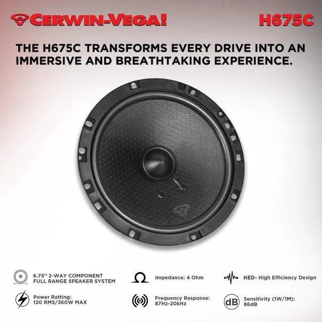 Alt view image 2 of 6 - H675C 6.75" 2 Way 4 Ohm Component Full Range Speaker Set(Pair
