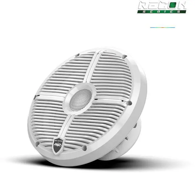 Alt view image 3 of 4 - Recon 8 XW-W RGB | High Output Component Style 8" Marine Coaxial Speakers with White Grille and RGB Backlighting