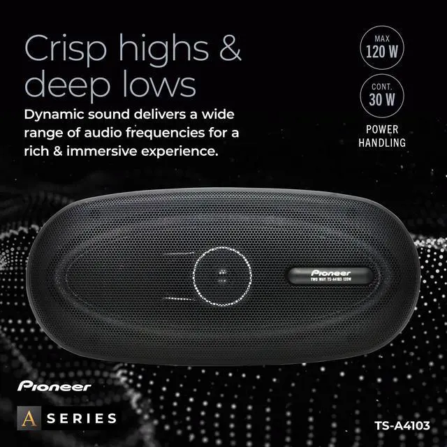 Alt view image 4 of 4 - A-Series TS-A4103 4 x 10 2-Way Speakers (Pair) 120W Max, Balanced Sound + Smooth Treble, Enhanced Bass, Great Stock Replacement