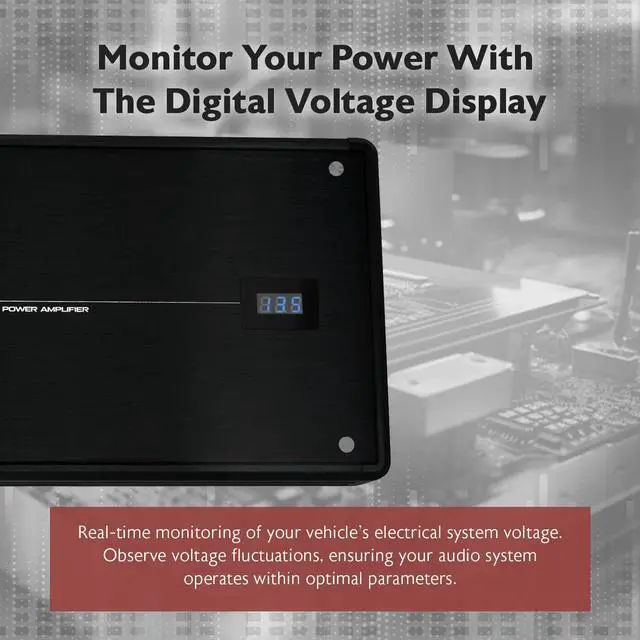 Alt view image 3 of 4 - Krypton-T2 2800W Peak/700W RMS 2 Channel Car Amplifier, Class A/B, Digital Voltage Display, Adjustable Crossover & Bass Boost, High-Level Input, for Car Audio Systems