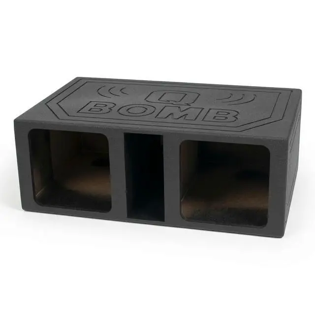 Main image of QPower QBOMB12VLSQ Double 12 Inch 42 Hertz Frequency Extra Large Vented Side Ported Speaker Square Box Enclosure with Spring Loaded Terminal