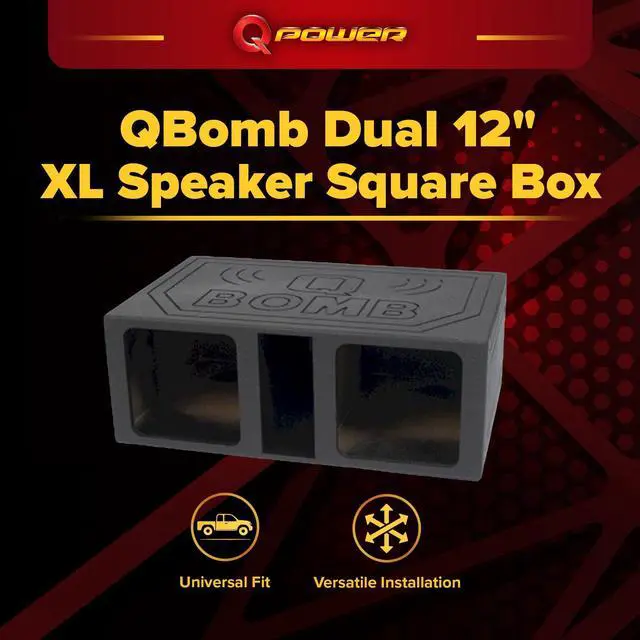 Alt view image 2 of 4 - QPower QBOMB12VLSQ Double 12 Inch 42 Hertz Frequency Extra Large Vented Side Ported Speaker Square Box Enclosure with Spring Loaded Terminal