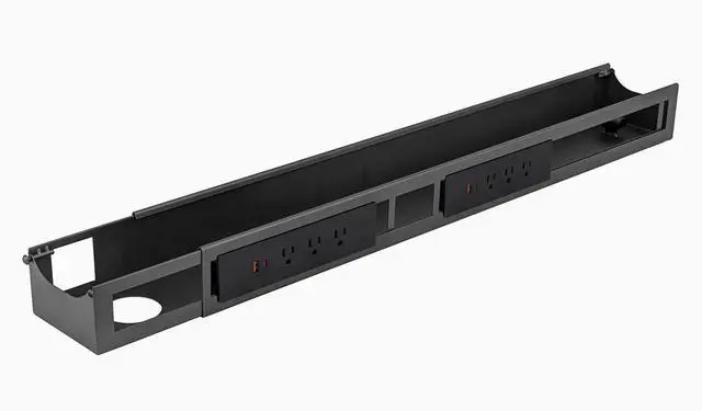 Main image of 6 Plugs Power Rail Thermal Overload Protection Desk Power Strip with USB Ports, Mountable Under Desk Cable Organizer Space Gray