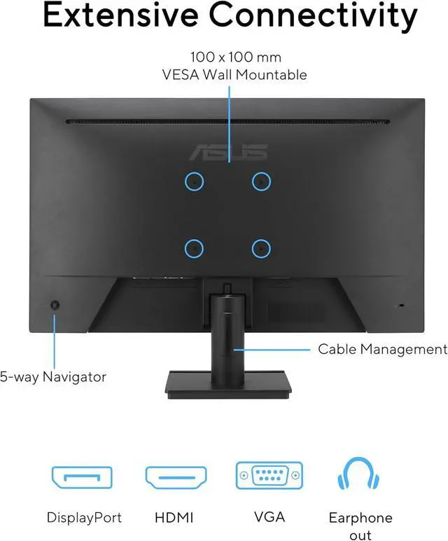 Alt view image 4 of 4 - 24" FHD Gaming Office Monitor, 120Hz, 1ms, Eye Care Monitor - IPS, 99% sRGB, Frameless, Adaptive-Sync, Speakers, DisplayPort & HDMI & VGA, Low Blue Light, Flicker Free, Tilt Adjust, VESA, Black