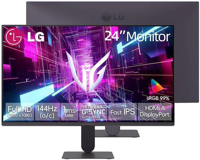 Main image of 24 inch Ultragear Gaming Monitor, FHD IPS Display, 144Hz Overclock, 1ms MBR, HDR10, 99% sRGB, NVIDIA G-SYNC Compatible & AMD FreeSync, Black Stabilizer, HDMI, DisplayPort, VESA Mountable, Tilt