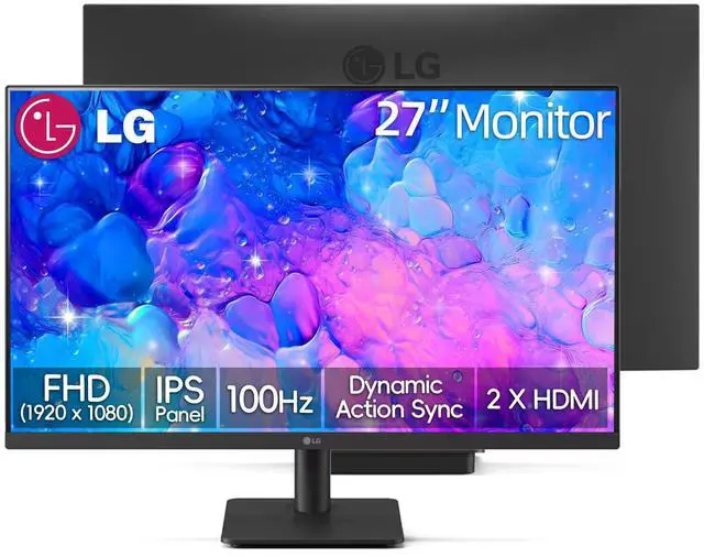 Main image of 27 inch FHD (1920 x 1080) IPS Monitor, 100Hz, 5ms, Dynamic Action Sync, Black Stabilizer & Crosshair, HDR10, Reader Mode/Flicker Safe, HDMI, OnScreen Control, Tilt Adjustable, Black