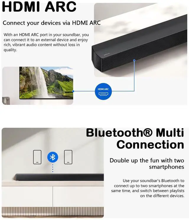 Alt view image 4 of 4 - HW-B650F 3.1 ch B-Series Soundbar, with Wireless Subwoofer, Dolby Audio/DTS Virtual:X, Q-Symphony, HDMI ARC for TV Home Theater Surround Sound