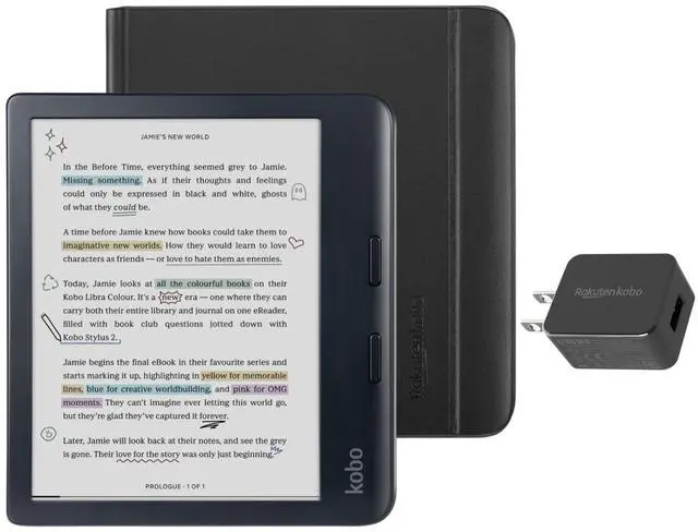 Main image of Libra Colour Black eReader with Case Bundle
