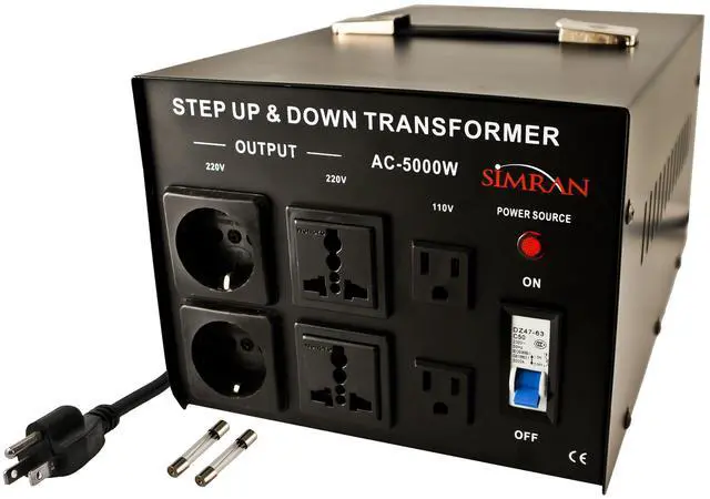 Main image of AC-5000 Step Up/Down Voltage Transformer Power Converter for Conversion Between 110 Volt and 220 Volts with Circuit Breaker, CE Certified, 5000 Watts, Black