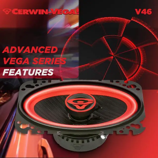 Alt view image 6 of 6 - V46 4"× 6" VEGA 2-Way 180 Watts 4 Ohm Coaxial Full Range Speakers(Pair)