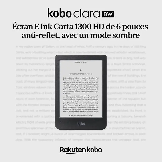 Alt view image 2 of 4 - Clara BW | eReader | 6 Glare-Free Touchscreen with ComfortLight PRO | Dark Mode Option | Audiobooks | Waterproof | 16GB of Storage | Black